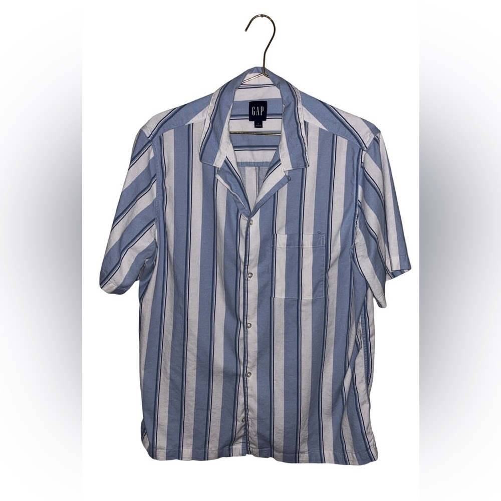 GAP Light Blue & White Striped‎ Casual Shirt Size Large P2P 25" - Picture 2 of 5